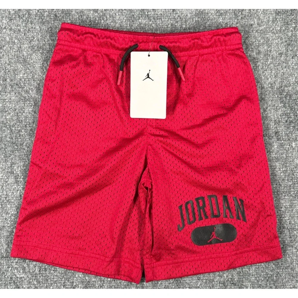 Jordan Boys Large 6-7 Yrs Red Mesh Gym Basketball Shorts NWT